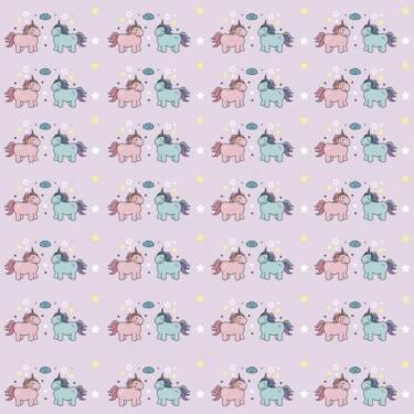 Imagem de Papel De Parede Infantil Casal Unicórnio