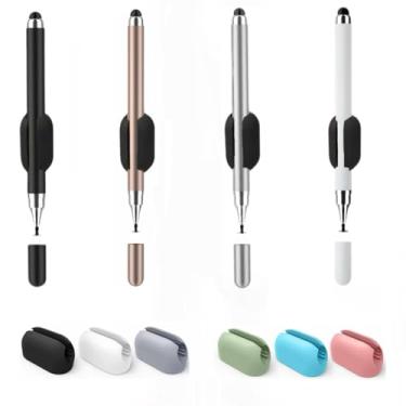 Imagem de 4 canetas Stylus + 6 clipes de silicone para canetas, suporte para iPhone/iPad iOS/Android 15/14, compatível com Samsung A9/A8/Fire Max 11/10/8, todas as telas sensíveis ao toque (cores 4 + suporte de