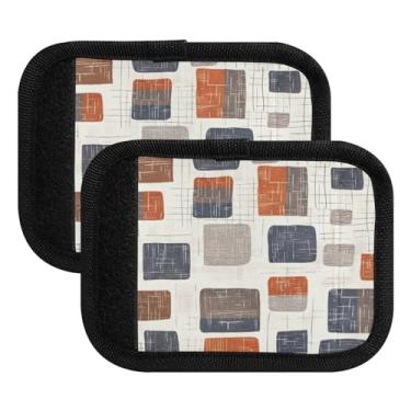 Imagem de Qilmy Alça xadrez retrô estilo minimalista, embalagem com 4 identificadores de bagagem, identificadores de bagagem, capa confortável para carrinho de bebê, mala de viagem, acessórios de viagem de