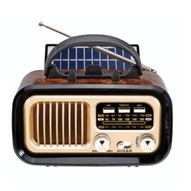 Imagem de Jectse Rádio retrô Com Alto-falante, Rádio Vintage Recarregável Movido a Energia Solar Portátil AM FM de Ondas Curtas, Com Reprodução de Cartão de Memória USB e TWS, para Decoração de (BLACK)