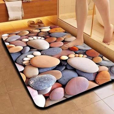 Imagem de Tapete de Microfibra Antiderrapante para Banheiro e Porta de Entrada – Secagem Rápida e Macio (5D Pedra P)