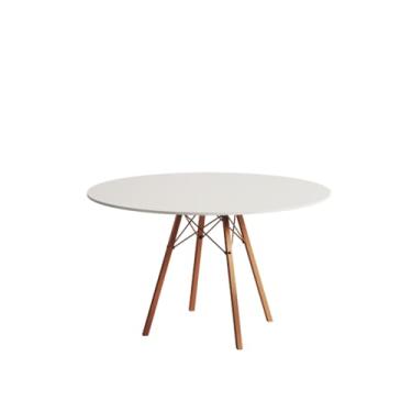 Imagem de Mesa de Jantar London Base de Ferro Modelo Tubular 4 Pés Tampo de Madeira 90cm Redondo