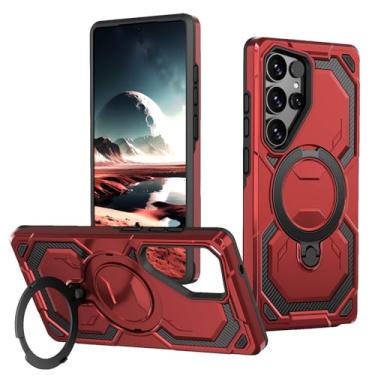 Imagem de Capa Capinha Celular Compatível iPhone MagSafe Samsung Magnética Suporte Integrado Embutido 360° à Prova Impacto (vermelho, Iphone 16 Pro Max)