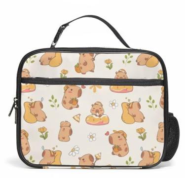 Imagem de Lancheira grande, lancheira reutilizável isolada com suporte para garrafa de água, portátil, impermeável, à prova de vazamento, lancheira fofa para piquenique escolar, viagem de volta às aulas