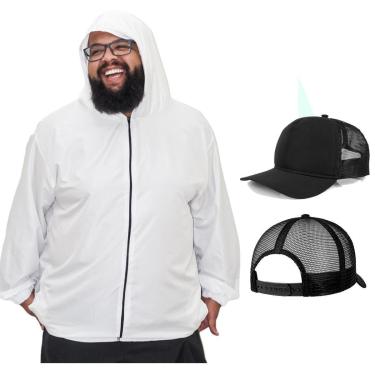 Imagem de Conjunto Jaqueta Corta Vento Plus Size E Boné Liso Aba Curva-Unissex