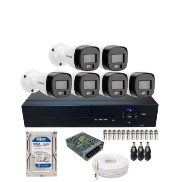Imagem de Kit 6 Câmeras de Segurança Intelbras VHD 3220 B Full Color com Áudio Dvr 8 Canais Incluso Hd de 500gb