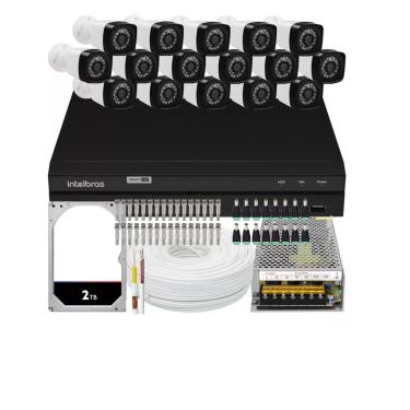 Imagem de Kit Dvr Intelbras 16 Canais H.265 2tb 16 Câmeras Full Hd 20m