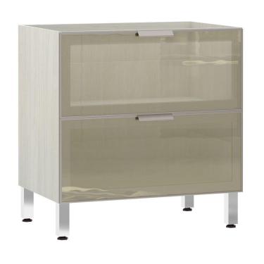 Imagem de Balcão Sem Tampo 80cm Basculante Com Vidro Reflecta Bronze Luci Legno Crema