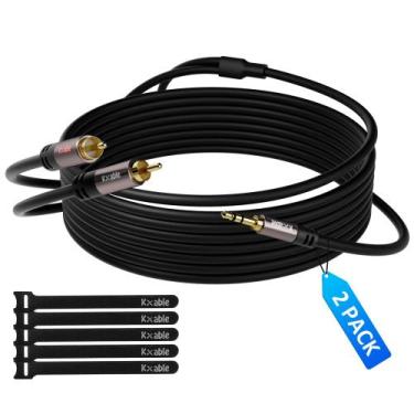 Imagem de Cabo de áudio Kxable 3,5 mm para RCA 1,2 m macho para macho, pacote co