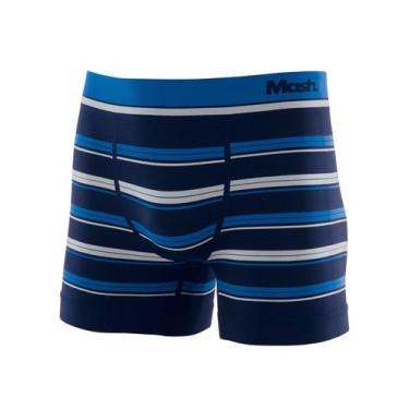 Imagem de Cueca Boxer Mash 710.02 Listras Microfibra  T.P/GG, M, Az08, Azul mari