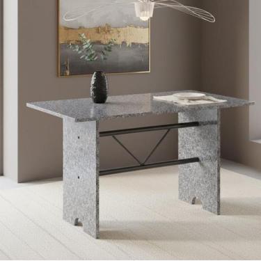 Imagem de Mesa para Cozinha 120x75cm Tampo Granito Prata/Martelado/Ocre - Soma M