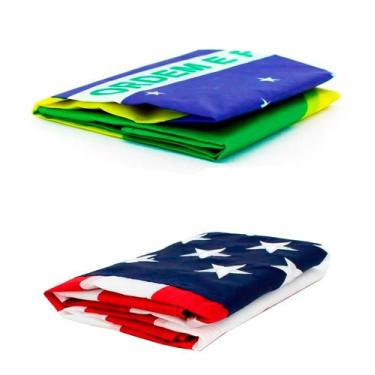 Imagem de Kit Bandeiras Do Brasil + Estados Unidos 150 X 90 Cm - EB