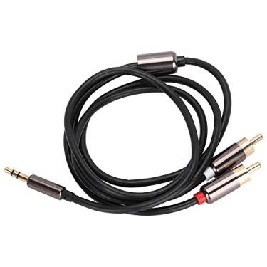 Imagem de Adaptador de cabo de áudio estéreo de 3,5 mm para RCA, cabo adaptador de áudio macho de 3,5 mm para 2 RCA macho, linha de cabo auxiliar Y divisor(Black)