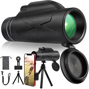 Imagem de Telescópio monocular 80x100, monocular HD para adultos com adaptador de tripé para smartphone, monocular de alto desempenho à prova d'água para observação de pássaros, caminhadas