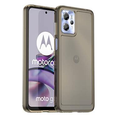 Imagem de KOARWVC Capa transparente para Moto G23, capa para Motorola G13, capas de telefone de TPU (poliuretano termoplástico) transparente à prova de choque capa fina fina para celular Motorola Moto G13 preto
