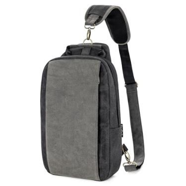 Imagem de ecosmile Bolsa mensageiro de lona, bolsa tiracolo tiracolo para homens e mulheres, bolsa de viagem e trabalho, Preto, B