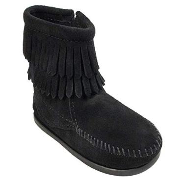 Imagem de Bota de franja dupla Minnetonka (infantil), Preto, 1 Little Kid