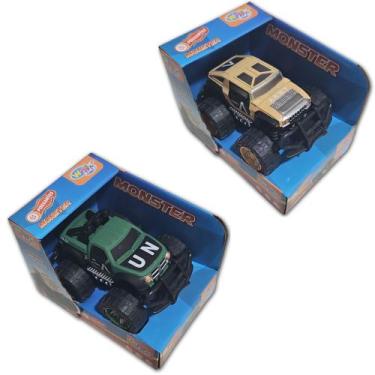 Imagem de Kit 02 Carrinhos Fricção Monster Trucks Possantes Wellkids - Wellmix