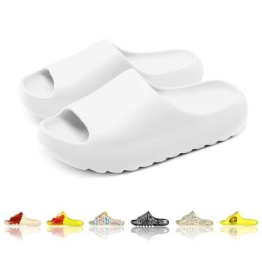 Imagem de Chinelos masculinos e femininos infantis com almofada de espuma vinílica acetinada fofas antiderrapantes sandálias de chuveiro bico aberto para banheiro, casa, spa, academia, casa, sapatos macios e