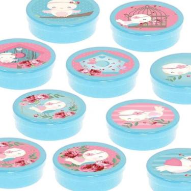 Imagem de Latinha Lembrancinha Festa Jardim Encantado - 8cm - 20 unidades - Azul