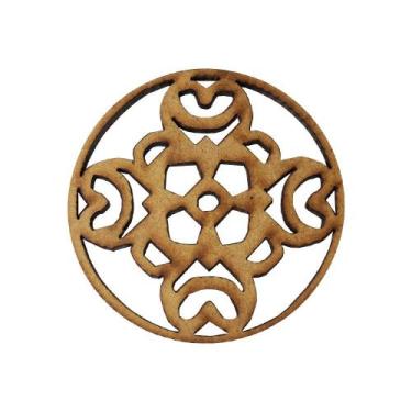 Imagem de Pacote 10 Aplique Mandala Modelo 24 5cm Mdf Madeira Cru - ATACADÃO DO 
