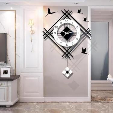 Imagem de Relógios de parede para decoração de sala de estar, relógio de parede decorativo grande, operado por bateria, silencioso, sem tique-taque, moderno, metal, quartzo, relógio de parede para quarto,