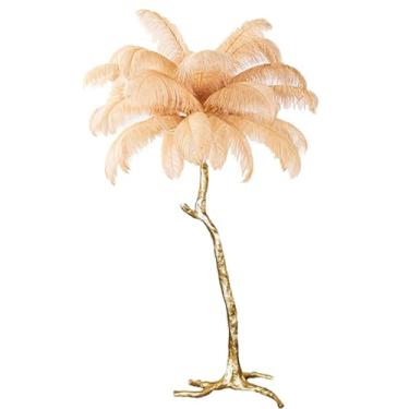 Imagem de Lâmpada de pé moderna de luxo com acabamento dourado com corpo de luz de resina, lâmpada decorativa regulável em 3 cores para quarto, escritório, 5 lâmpadas LED E14