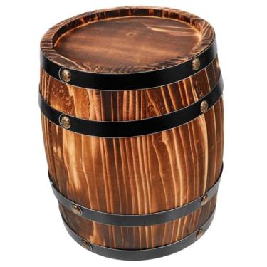 Imagem de Bothyi Barril de vinho de carvalho, grande capacidade, barril de vinho de madeira, dispensador de balde de barril de vinho retrô para decoração de barra de, CafÉ, M