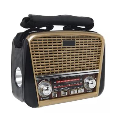 Imagem de Radio Portatil FM/AM Retro Modelo Antigo Com Lanterna Bluetooth USB Pendrive Bateria Recarragavel Cabo de Energia Direto Tomada 110/220v