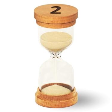 Imagem de Temporizador de ampulheta de areia - Minutos de relógio de areia de vidro - Relógio de ampulheta moderno com tampas de madeira para crianças, jogos, sala de aula, cozinha, decoração de casa ou