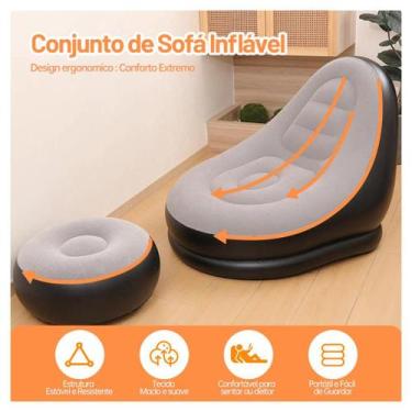 Imagem de Poltrona Sofá Inflavel Com Apoio De Pés Puff Premium - SOFÁ POLTRONA I