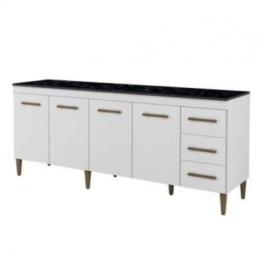 Imagem de Balcão Atenas 4 Portas e 3 Gavetas Kaiki Moveis - Kaiki Móveis, Branco