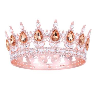 Imagem de Feltent Tiara feminina com coroa de rainha de cristal para meninas, tiara de casamento com strass, acessórios de cabelo para noiva, para fantasia, festa de aniversário, presente de formatura, Diameter