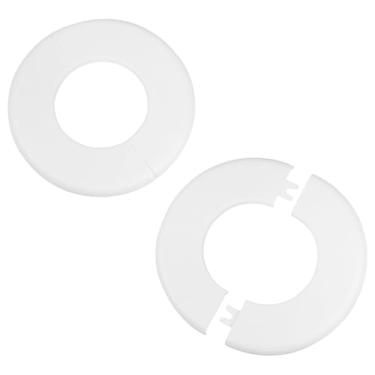 Imagem de 2 peças de flange de parede para tubo de 2,5"/64 mm de diâmetro ABS placas de escudo autoadesivas redondas 5,1"/130 mm OD tampa de placa de cobertura de encanamento para torneira de tubo de água