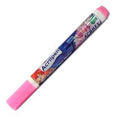 Imagem de Caneta Para Tecido Acrilex Acrilpen Rosa 537 - Pintura Permanente e Personalização É Ideal Para Personalizar E Detalhar Seus Projetos De Tecido Com Precisão E Durabilidade