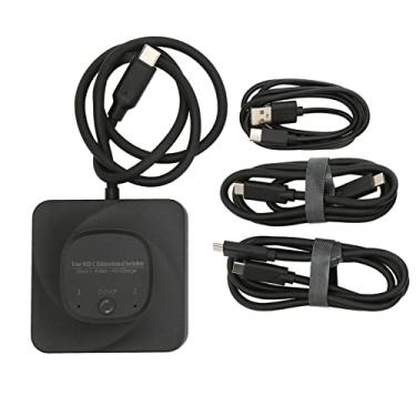 Imagem de Interruptor USB C 2 em 1, comutador USB C bidirecional, 2 computadores tipo C, comutador KVM, suporta vídeo 8K @60Hz 4K @120Hz, transferência de dados, 10 Gbps, carregamento de 100 W, compatível com