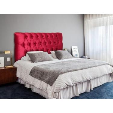 Imagem de Cabeceira cama Box Queen Casal Indian 1,58cm Veludo Vermelho - FRATELL