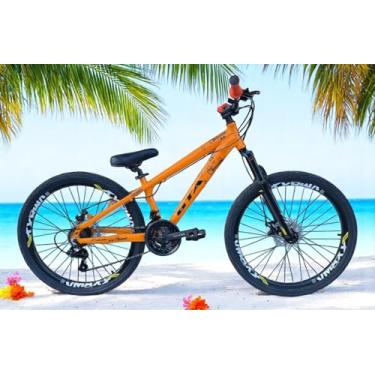 Imagem de Bicicleta 26 Gta Rebel Aluminio Freeride DH 21v Rodas Vmaxx Freio a Disco Pneu Flame (Laranja)