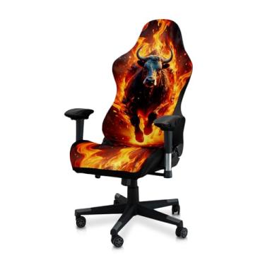 Imagem de Conjunto de capa de cadeira de jogos de 4 peças com design de gato, cachorro e vaca - impressão digital 3D, macia e elástica antiderrapante - serve na maioria das cadeiras de escritório/jogos (vaca 1)