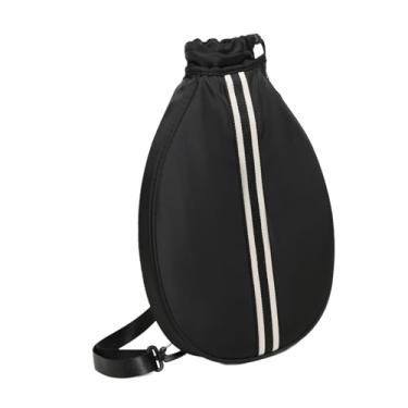 Imagem de oshhni Mochila para tênis, grande capacidade, alça ajustável, leve, suave, com zíper, à prova d'água, organizadora, bolsa de viagem, bolsa para badminton, Preto