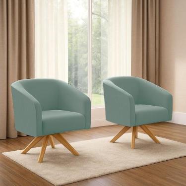 Imagem de Poltrona Decorativa Giratória MA30 Kit 2 Stella Cotelê Ext/Veludo Ment