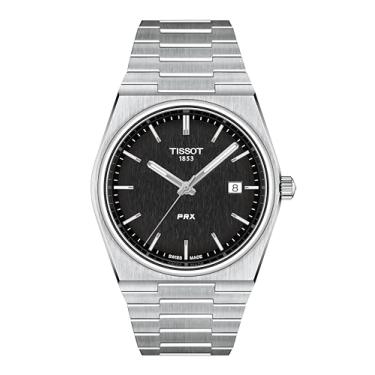 Imagem de Tissot Relógio social masculino PRX 316L com caixa de aço inoxidável cinza T1374101105100