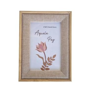 Imagem de Porta Retrato 10x15 de Mesa Madeira Decorativo Linho - MM
