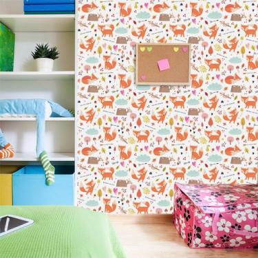 Imagem de Papel de Parede Adesivo - Raposa - Floresta - Infantil - 333ppi - Allo
