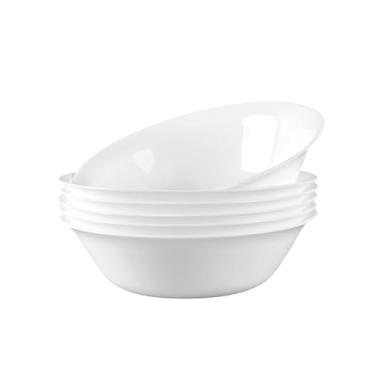 Imagem de LaGlint Conjunto De 6 Tigelas Redondas Vidro Opala Branco 14 Oz (16 Máx.) Para Cereais, 6,5" Laváveis Na Máquina Lavar Louça E No Micro-Ondas Sopa, Salada Arroz