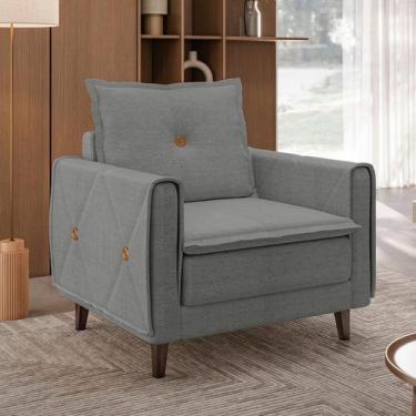 Imagem de Poltrona Decorativa Estofada com Pés em Madeira Maciça Sololá Espresso