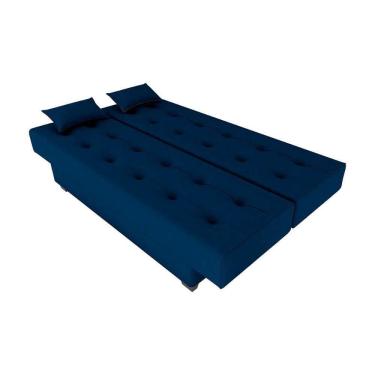 Imagem de Sofá Cama 3 Lugares Casal Reclinável 190 Larg Laila Matrix Suede Azul