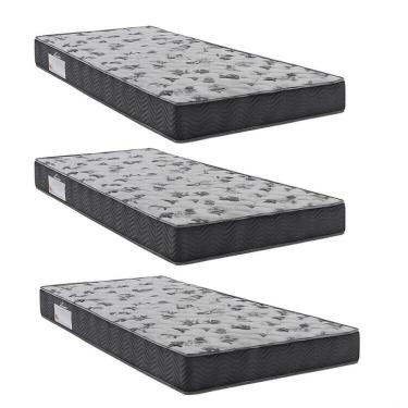 Imagem de Kit 3 Colchões Solteiro Ortobom D33 Iso 100 88x188x18 Grafite/branco Grafite/Branco