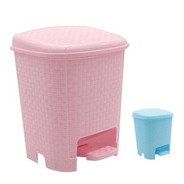 Imagem de Lixeira Cesto Lixo 6L Rattan Pedal Quarto Cozinha Multiuso