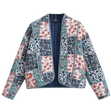 Imagem de Jaqueta Wyeysyt Puffer acolchoada com estampa floral recortada para mu